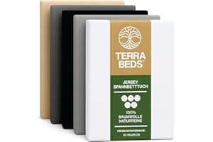 ‎TERRA BEDS Terra Beds Premium Spannbettlaken - Bettlaken 90x200cm - 100x200cm 160g/m2-100% Hochwertiges Oeko-TEX Baumwoll Jersey Bettlaken – Erhältlich in 10 Farben