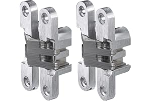 Gedotec VICI zawias nawiercany o wyglądzie stali szlachetnej | 2 sztuki – drewniany z metalu | VICI | drzwiowy do wkręcania z niklowanym szczotkowanym 12 x 45 mm