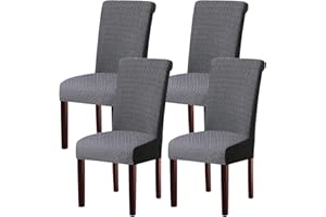 KELUINA Dining Room Chair Covers Slipcovers Set of 2 or 4 or 6, Stretch Removable Washable Dining Chair Protector Decoration Cover Seat Slipcover for Hotel,Kitchen,Home(Gray,4 Pcs)