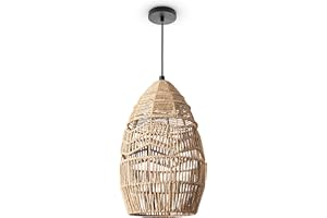 ‎PACO HOME Paco Home Pendant Light Living Room Boho Basket Lights Pendant Lamp Rattan Pendant Light Dining Room Lamp Paper E27, Lamp Type: Pendant Light - Type 4, Colour: Natural (Diameter 30 cm)