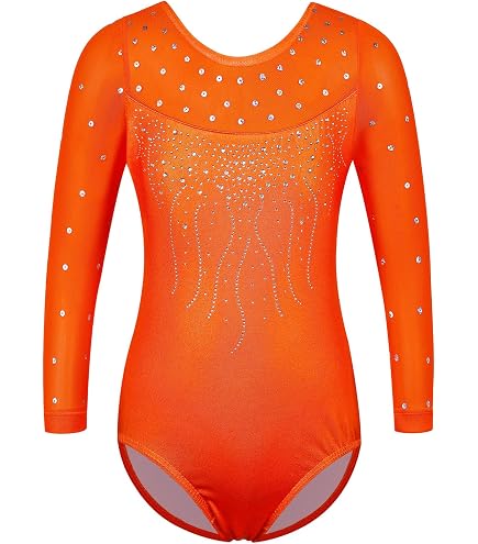 Body Intero Ginnastica Per Bambina - Tuta Gatto Manica Lunga Danza Unitard - 65% Poliestere