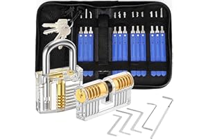 XFLYP XFLY 25 Stück Lockpicking Set, Dietrich Lockpicking Set Profi mit 2 Transparentem Trainingsschlössern Kreditkartenformat & Anleitung für Schlosserei, Anfänger und Profisrleicht