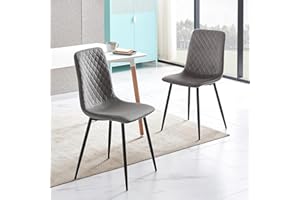mcc direct Set of 2 Velvet Fabric Dining Chairs with Metal Legs (Dark Grey) - Lexi