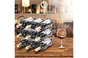 ‎APEXCHASER APEXCHASER Weinregal, Stapelbar Tischregal, Metall Weinschrank, Flaschenregal mit 3 Ebenen, Metall Weinregal für 9 Flaschen für Bar Küche 35,5 * 14 * 30CM Bronze