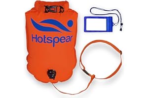 Hotspear Boya De Natación para Aguas Abiertas con Bolsa Estanca, Tamaño Grande 28L, Rapido de inflar y desinflar Swimming Dry Bag Buoy