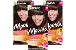 ‎GARNIER Garnier Tönung, Intensiv-Tönung Haarfarbe, für leuchtende Farben, auch für graues Haar, ohne Ammoniak, Movida, 35 Braun, 3er Pack Haarcoloration-Set