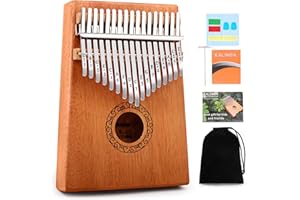 Kalimba Daumenklavier, YUNDIE tragbares 17 Tasten, Mbira-Fingerpiano mit Melodienhammer und Lernanleitung, Musikinstrumente, Geburtstagsgeschenk für Kinder, Erwachsene, Anfänger, Profis (braun)