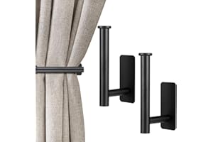 YUFFQOPC 2Pcs Adhesive Curtain Holdbacks, L Shaped Self Adhesive Curtain Tie Backs No Drill Tie Backs for Curtains Fixing or Hanging Items (Black)