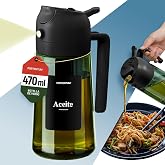 PORTENTUM Pulverizador de óleo em spray 470 ml, 2 em 1, com função spray e derrame, azeiteira anti-gotejamento, vidro verde c
