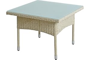‎ESTEXO ESTEXO Polyrattan Beistelltisch Gartentisch Rattan Kaffee Tisch Balkontisch Gartenmöbel Kaffeetisch Teetisch Couchtisch Rattantisch (Beige)