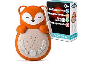 Cloud B máquina de sonidos reconfortantes tamaño viaje con luz relajante | 4 sonidos suaves y 4 canciones de cuna | Reactivación del sensor inteligente | Luz nocturna tamaño viaje Sweet Dreamz Zorro