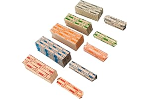 L LIKED 375 Assorted Bundle Flat Striped Coin Wrappers (75 of Each - Penny, Nickel, Dime, Quarter, Dollar)