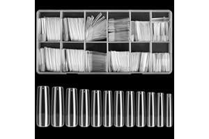 KOXXIAMOQ 240 sztuk tipsów żelowych, tipsy do paznokci, naturalne sztuczne paznokcie, naturalny kolor, pełne pokrycie, sztuczne paznokcie, bez śladów, do samodzielnego wykonania (przezroczyste)