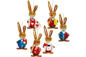 ‎SIKORA Sikora OD07 Osterdeko Osterhasen Figuren aus Holz zum Aufhängen 6er Set H: 6 cm