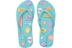 Ataiwee Girl's Flip Flops, Little/Big Kid's Beach Thong Colorful Printed Sandals for Children.