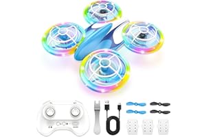 Charmofun Mini Drohne für Kinder Spielzeug ab 6+ Jahre, Mini Drone Set mit 7 LED Lichteffekte, 3 Akkus, Indoor Outdoor RC Drohne mit Höhehalten, RC Flugzeug Geschenke für Jungen Mädchen Anfänger