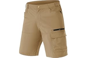 TACVASEN Men's Cargo Shorts Quick Dry Elasticated Waist Work Shorts for Outdoor Hiking with Zip Pockets