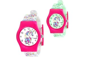 Kiddus Orologio da Polso, Analogico. Per Bambini, Ragazzi. Educativo con Esercizi per Imparare a Leggere l’Ora. Facilità di Lettura. Movimento al Quarzo Giapponese. Calcio Unicorno Dinosauro Fiore