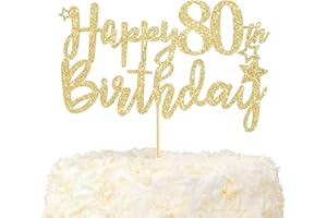 LOVENJOY Decoration Gateau Anniversaire 80 Ans Doré Glitter Cake Topper Happy 80th Birthday Deco Gateau Pour Décoration 80e Fête D'anniversaire