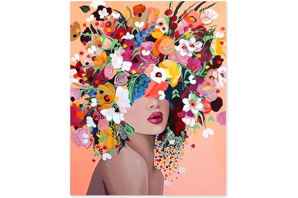 gelrovaled Peinture par Numéros pour Adulte, DIY Peinture Acrylique pour Adultes Enfants débutants Facile sur Toile 40×50 cm avec peintures et pinceaux, Flower Girl (sans Cadre)