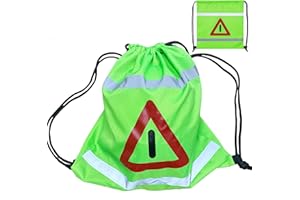 Giggleye Helmtasche mit Kordelzug – Fluoreszierend, auffälliges Warndreieck, für Motorrad, Fahrrad & Skihelme, leicht, vielseitig, Outdoor, Fitness(2 Stück, 50x50 cm)