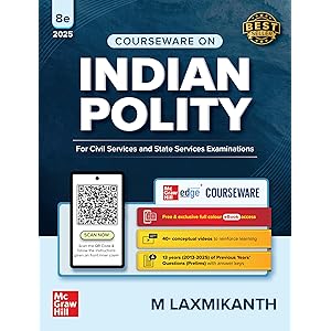 Indian Polity Courseware (English), 8e by M Laxmikanth for UPSC 2026 | 40  Conceptual Videos | Colour eBook | Solved 13 Years