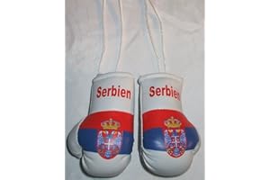 Sportfanshop24 Mini Boxhandschuhe SERBIEN, 1 Paar (2 Stück) Miniboxhandschuhe z. B. für Auto-Innenspiegel