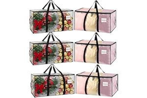 Dntorx 6 Pack Large Clothes Storage Bags with Lids Transparent Moving Bags Heavy Duty Moving Boxes with Zips for Christmas Decoration Clothes Bedding Duvet Toys Storage