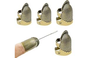 iTGOOS 4 Pieces Sewing Thimble Vintage Sewing Thimble Adjustable Finger Metal Shield Protector Sewing Craft Accessories Metal Quilting Thimble Copper Finger Protector Adjustable Fingertip Thimble