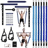 ALongSong Resistance Band Bar Set, Pilates Yoga Home Gym Equipment With 6 Exercise Bands 30-240Lbs/20-240Lbs/50-360Lbs Option