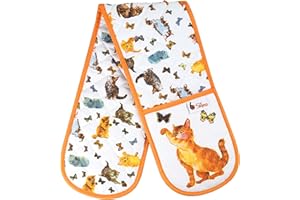 SixSigma Sports Double Oven Gloves Heat Resistant - Oven Mitts Heavy Duty Uk For Cooking, Baking, Kitchen Gloves Potholders & Mitten Novelty Gifts For Men & Women (Orange)