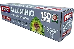 FRIO – Papier aluminium alimentaire 150m avec lame intégrée | Rouleau professionnel cuisine, pâtisserie, barbecue | Épais, résistant, passe au four, frigo, congélateur | Emballage, film cuisson