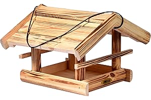 dobar® Green Label 18010FSCe Vogelfutterhaus Quemado hängend - Futterhaus aus Massiv-Holz - Futterstation zum Hängen - Wildvogelfutterplatz - 30 x 34,5 x 22,5 cm - Geflammt