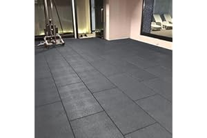 Cannons UK 1m x 50cm x 20mm Flatline Heavy Duty Large Rubber Gym Mat Commercial Free Weight Mat Flooring Garage Flooring (Grey, 2m2 (4 mats))