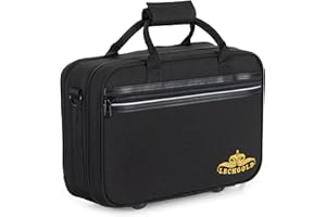 Lechgold Leichtkoffer für Bb-Klarinette - Lightcase für alle gängigen Bb Klarinetten mit Deutschem System - Thermopolsterung - Außentasche - Schultergurt - Mundstück und Zubehör - Schwarz