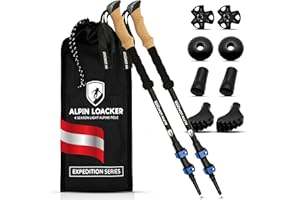 ‎ALPIN LOACKER ALPIN LOACKER Teleskop Wanderstöcke Aluminium und Carbon mit Korkgriff I Leichte Nordic Walking Stöcke Damen und Herren für Skifahren und Wandern I Trekkingstöcke für Bergsport