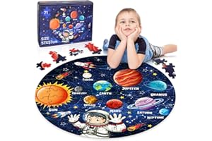 KISPATTI Puzzle Bambino Sistema Solare da Pavimento 71 Pezzi per 5 6 7 8 Anni, Gioco Regalo per Ragazzi