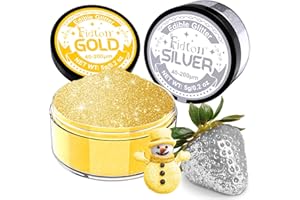 Edible Glitter for Drinks - Fidton 2 Colours Sparkling Edible Cake Decorations Set, Gold Lustre Dust Edible & Silver Cake Decorations, Cake Glitter for Bakery, Cocktail, Fondant, Macaroon - 5 g/each