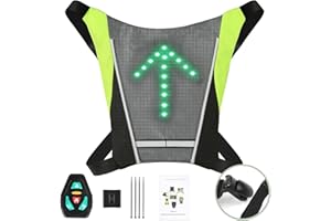 BILIPLE Gilet de Cyclisme à LED,Gilet de Cyclisme réfléchissant Clignotant LED avec Indicateur de Direction Rechargeable USB Gilet Velo Clignotant pour l'avertissement de Nuit à Vélo