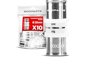 BOOPARTS – 10 Pièces – Manchon Égal à Sertir Ø20 (20–20 mm) | Accouplement Multicouche Contour TH | Raccord Plomberie Chauffage Étanche pour Eau Chaude et Sanitaire