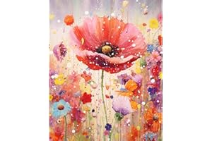 Tucocoo Poppy Flowers Paint by Number for Adults Beginner, DIY Digital Oil Painting Kits on Canvas with Brushes and Acrylic Pigment, Beautiful Blossom Floral for Home Wall Decor 16x20inch (Frameless)