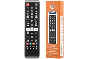 Koomando Telecomando universale per Samsung TV e Smart TV LCD LED QLED UHD 4K 8K Curved HDR, compatibile con serie AA59 BN59, pronto all’uso senza programmazione, tasti rapidi Netflix Prime Video