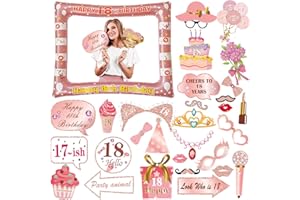 Pack of 30 18th Birthday Decoration Photo Props, LMSHOWOWO Rose Gold Inflatable Picture Frame, 18th Birthday Photo Props, Party Photo Booth Props, Birthday Photo Box Accessories for Birthday