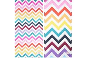 Winthome Microfibre Beach Towel, Quick Dry Sand Free Towel Perfect for Travel, Swimming, Camping, Holiday, Lightweight Adults Beach Towel Includes Bag (Yellow Zigzag & Blue Zigzag, 75x150cm - 2 pack)