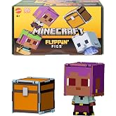 Mattel Minecraft D&ouml;n&uuml;şen Fig&uuml;rler 2'li Paket, dinamik oyun i&ccedil;in 2'si 1 arada, 9 cm, b&uuml;y&uuml;k kafalı 2 aksiyon fig&uuml;r&uuml;, Efe/Sailbo