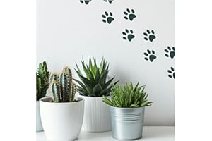 Paw Print Wall Stickers Vinyl Transfers Art Decal Graphics Bargain Removable Cheap House Pet Cat & Dog Décor Modern Self Adhesive Cute Puppy/Kitten Home Wall Art from LaoGraphics® (Racing Green)