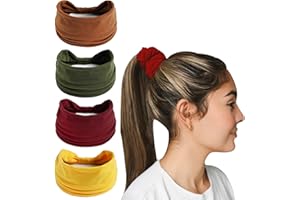 Overcare Lot 4 Bandeau Cheveux Femme Large & Turban Femme - Idéal Yoga, Bandeau Maquillage, Bandeau Sport & Bandeau Bebe Fille. Accessoire Cheveux parfait pour Foulard Cheveux & Serre Tête Femme (C)
