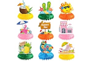 OPUHOHR Summer Pool Honeycomb Centerpiece, Luau Party Table Decorations, 3D Flamingo Table Decorations for Baby Shower Cake Topper Photo Booth Props