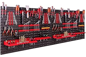 BOTLE Estantería de pared con sistema de almacenamiento, 230 x 78 cm, soportes para herramientas, estantería de almacenaje, cajas de almacenamiento