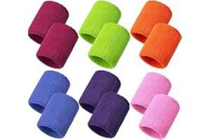 RMEET Serre-Poignets Bracelets,6 Paires Absorbants Poignet Bandeau Coton Sport Sweatband Eponge Poignet pour Uomini Donne Badminton Tennis Football Basketball Running Gym Fitness 8 * 8 CM